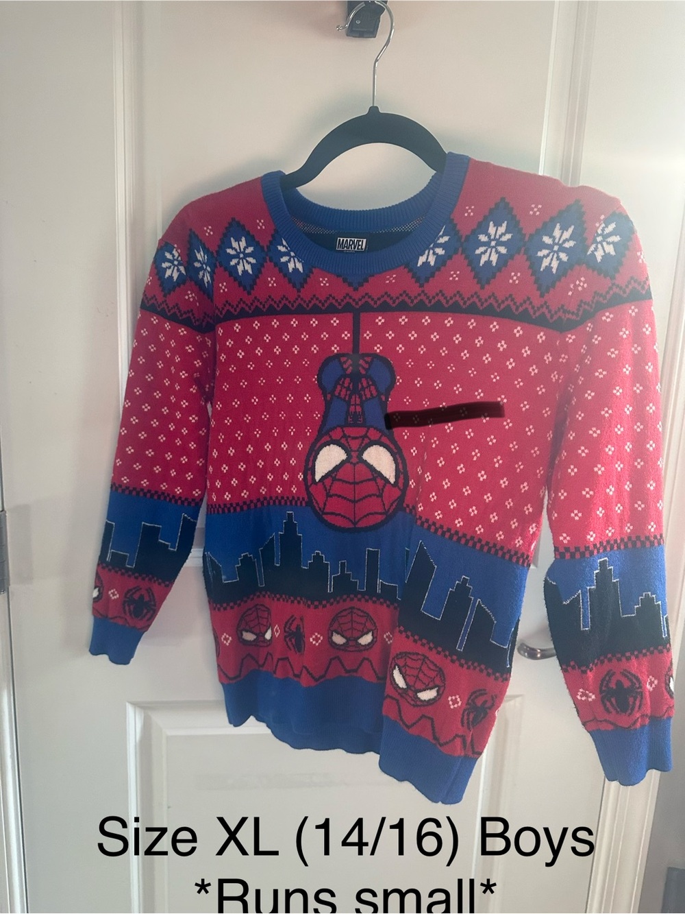 Marvel Spider-Man Red and Blue Crewneck Sweater